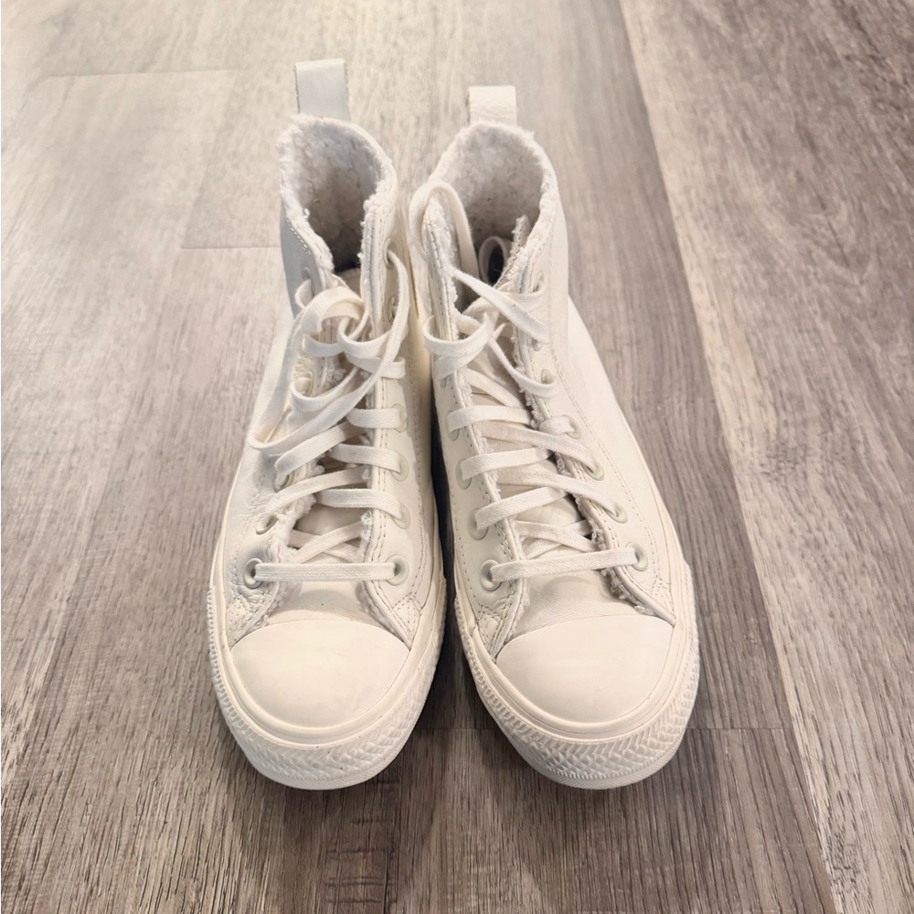 White High-Top Sherpa Lined Converse